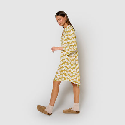 robe en viscose à carreaux vert citron