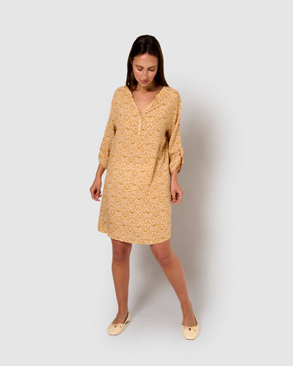 Vestido viscosa emeral ocre