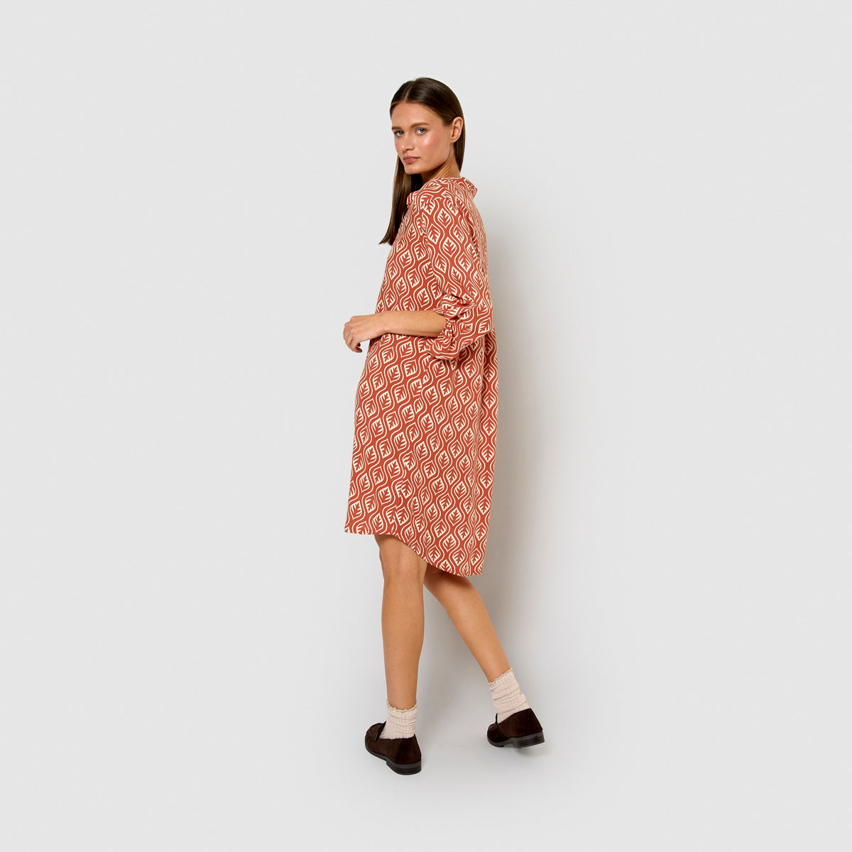Vestido Bibury de viscose, cor terracota