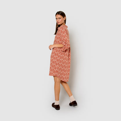 Vestido Bibury de viscose, cor terracota