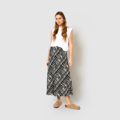 Falda midi viscosa bambula tepec negro