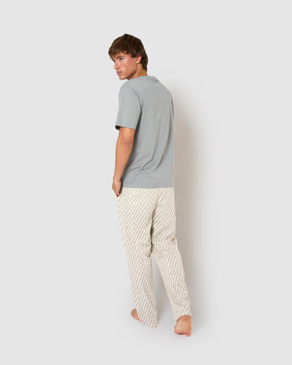 Pijama largo de algodón manga corta nerdana azul grisáceo