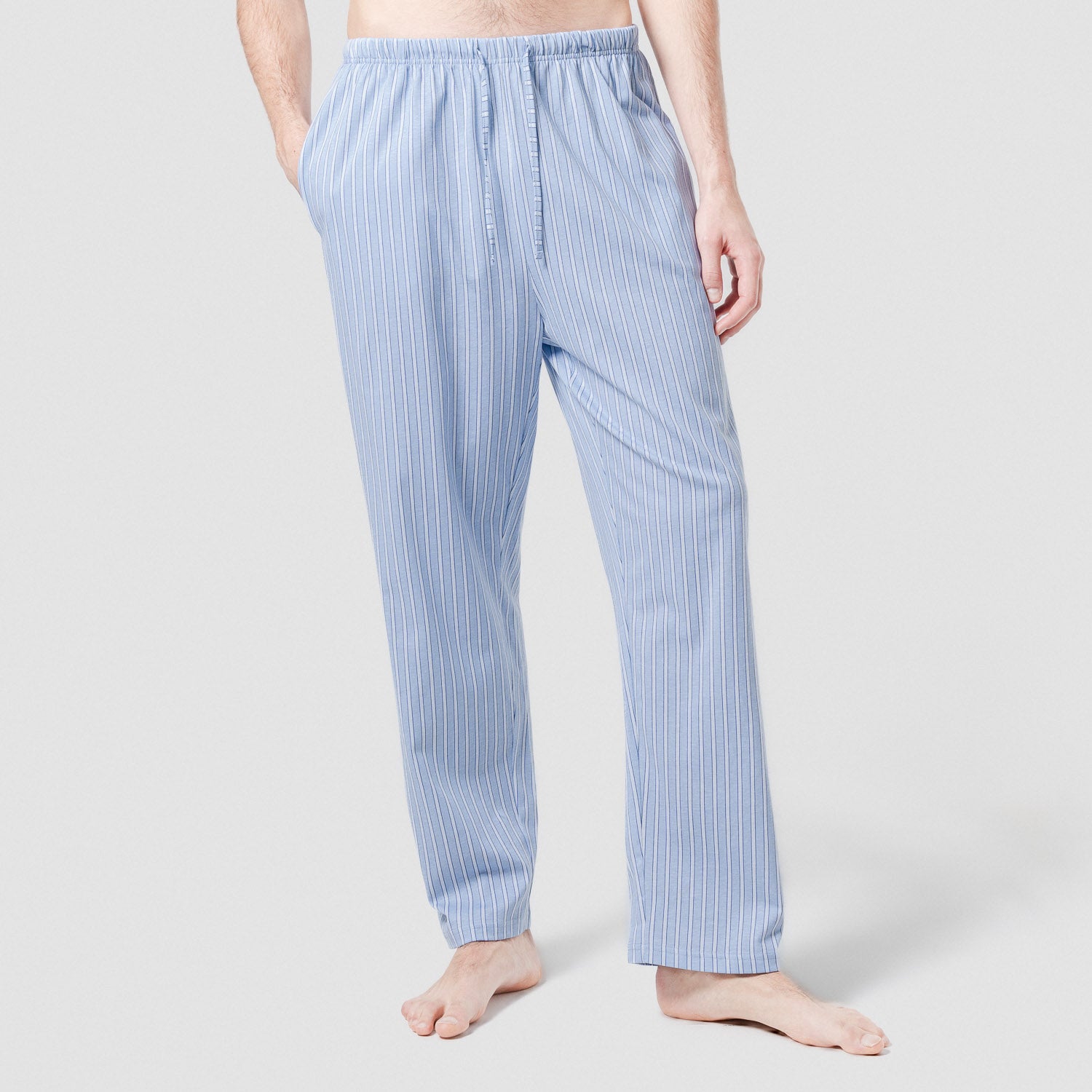 Pijama largo algodón raya cloc azul marino