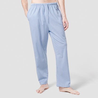 Pijama largo algodón raya cloc azul marino