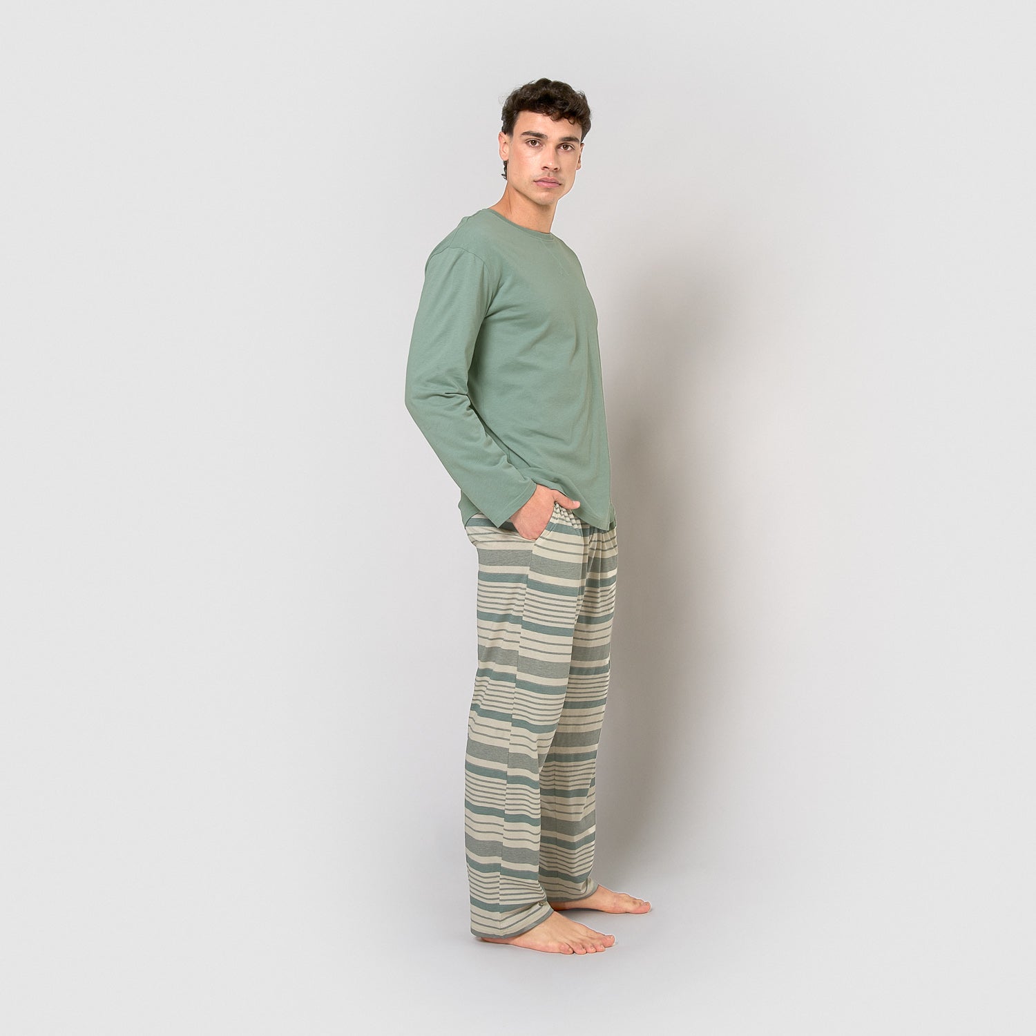 Pigiama lungo in cotone bonnylong color acquamarina