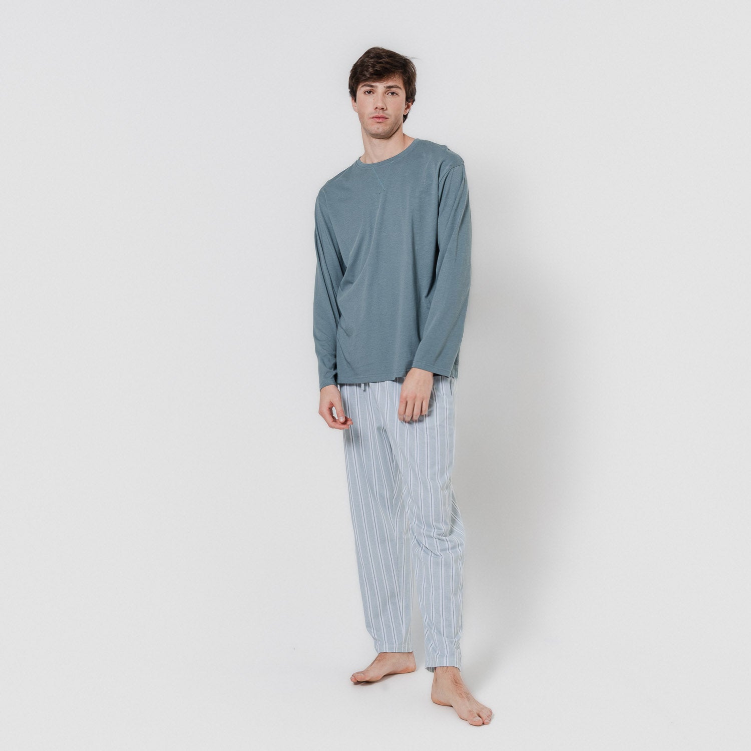 Pijama largo de algodón hamon agua marina