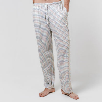 Pijama largo algodón cuadro bali agua marina