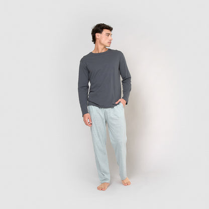 pigiama lungo in cotone Jupiter blu navy