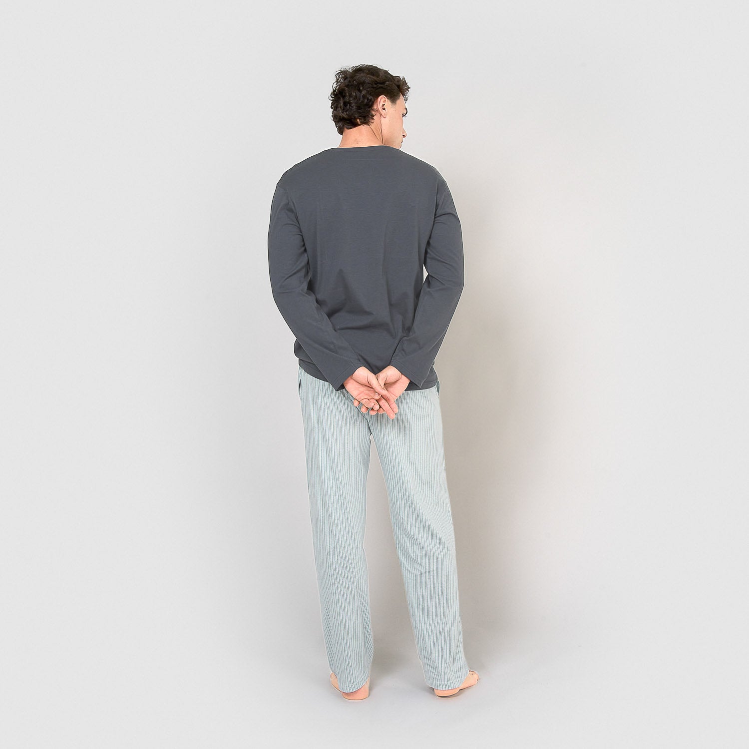 pigiama lungo in cotone Jupiter blu navy