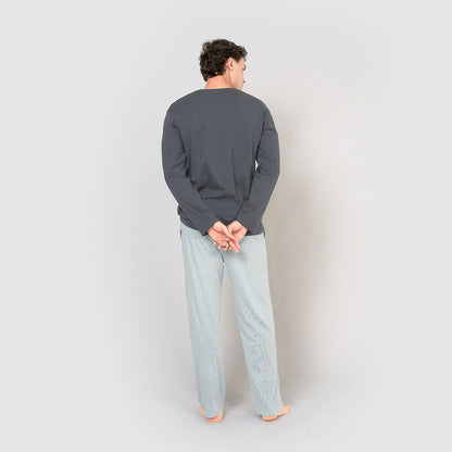 pigiama lungo in cotone Jupiter blu navy