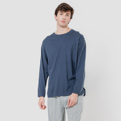 Pijama largo algodón revilla azul marino