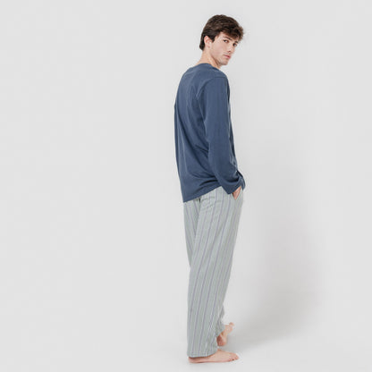 Pijama largo algodón revilla azul marino