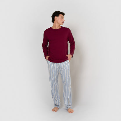 Pijama comprido Johan de algodão cor vinho