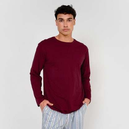 Pijama comprido Johan de algodão cor vinho