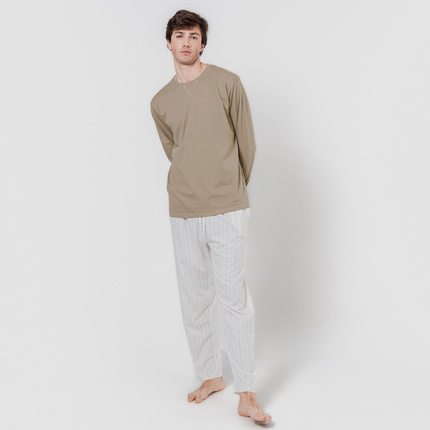 Pijama largo algodón jerezano camel