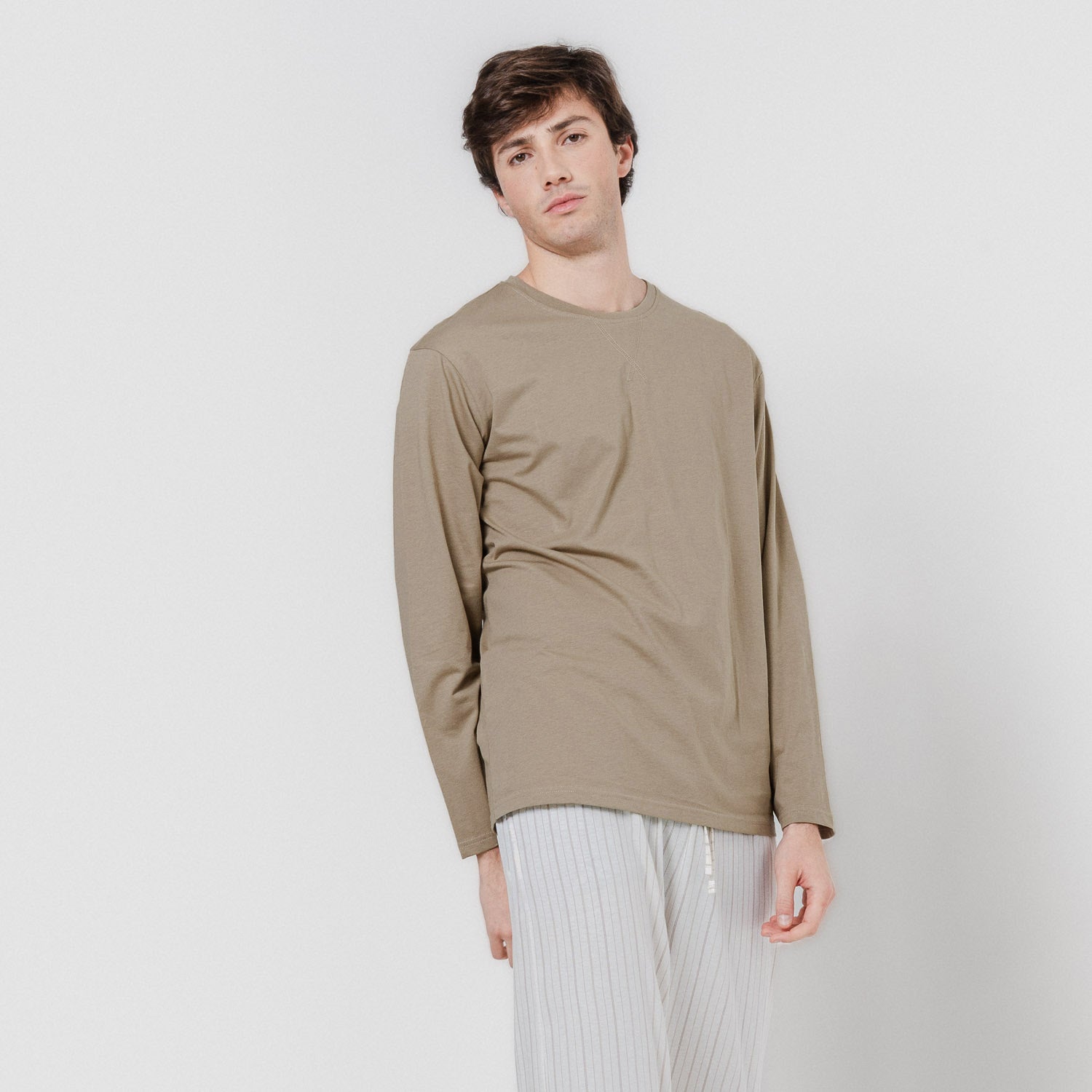 Pijama largo algodón jerezano camel