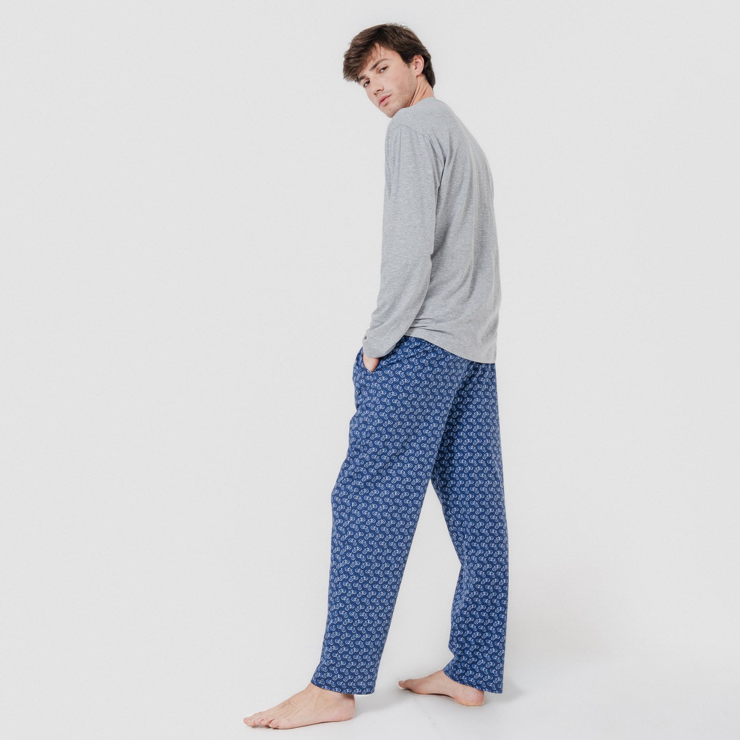 Pijama largo algodón cicle gris mezclado