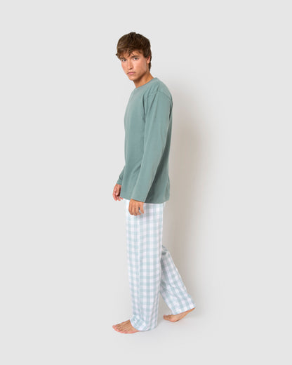 Pijama largo algodón cuadro albus verde