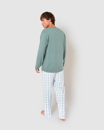 Pijama largo algodón cuadro albus verde