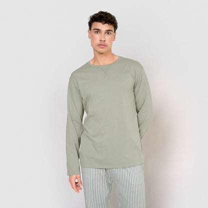 pijama comprido de algodão verde