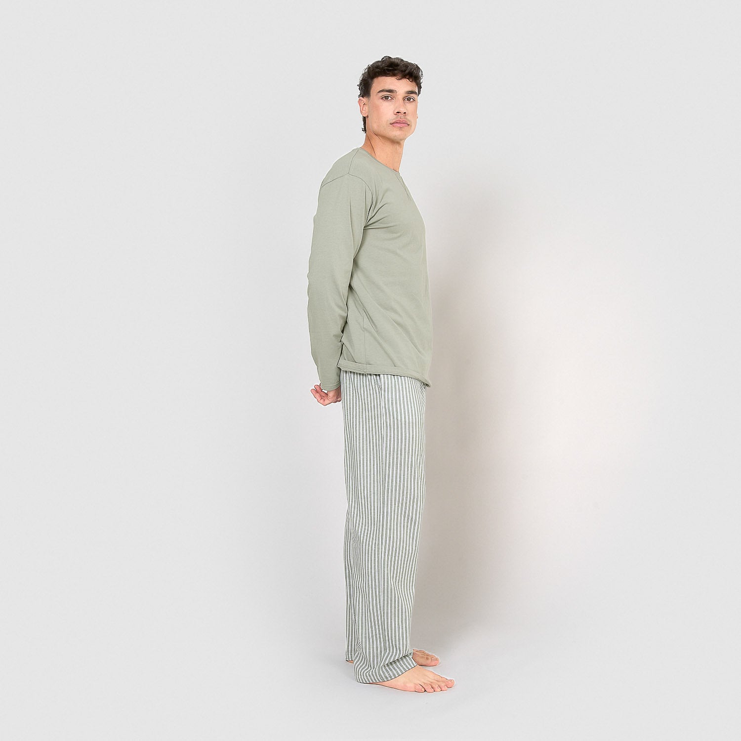 pijama comprido de algodão verde