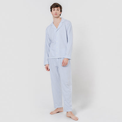 Pijama largo camisero algodón ferdinand celeste