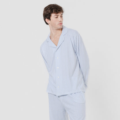 Pijama largo camisero algodón ferdinand celeste