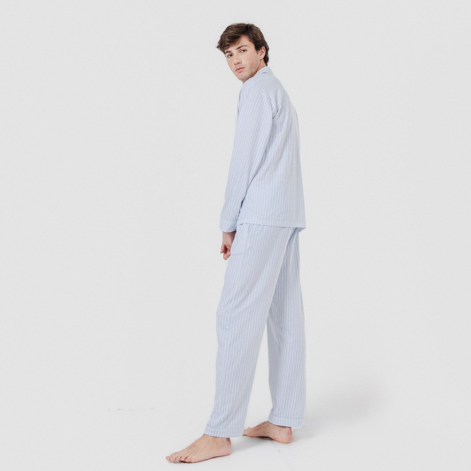 Pijama largo camisero algodón ferdinand celeste