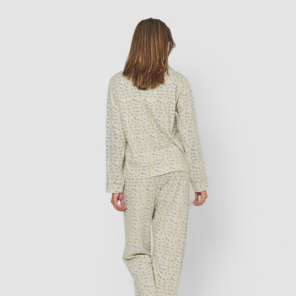 Pijama largo camisero de mujer de algodón azul domana agua