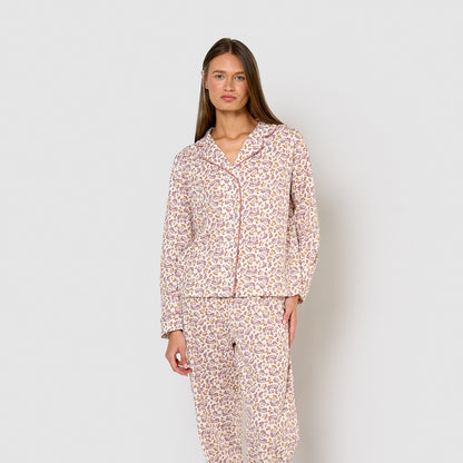 Pijama camisa de algodão rosa Selvana