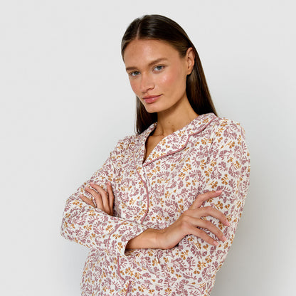 Pijama camisa de algodão rosa Selvana