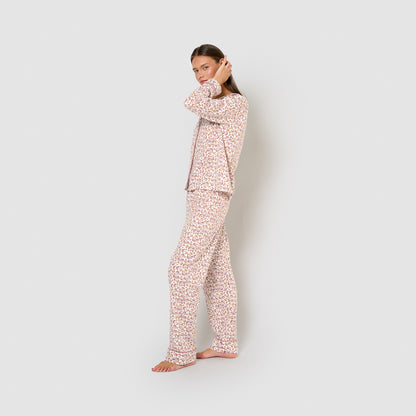 Pijama camisa de algodão rosa Selvana