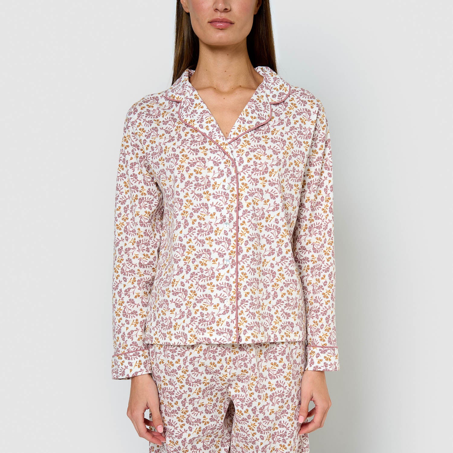 Pijama camisa de algodão rosa Selvana