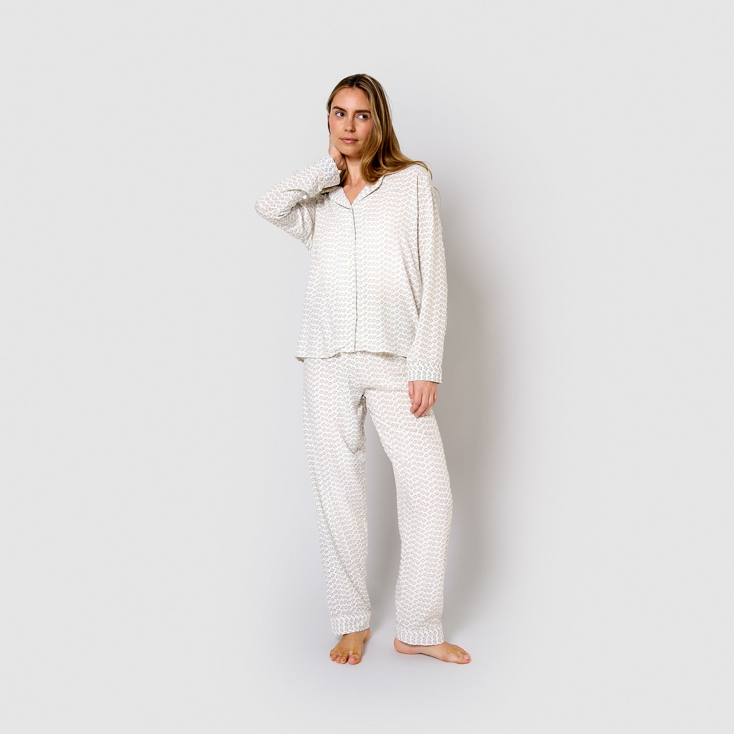 Pijama largo camisero de viscosa diana verde