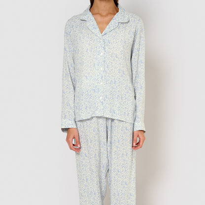 Pijama largo camisero viscosa nicosia celeste