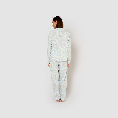 Pijama largo camisero viscosa nicosia celeste