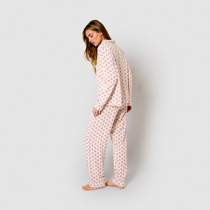 Pijama largo camisero de viscosa morocco rosa