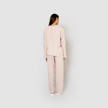 Long pink viscose shirt-style pajamas
