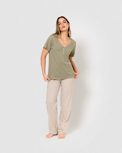 short-sleeved cotton pajamas, green Rita