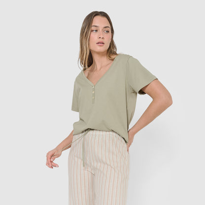 Pijama largo de algodón rita verde