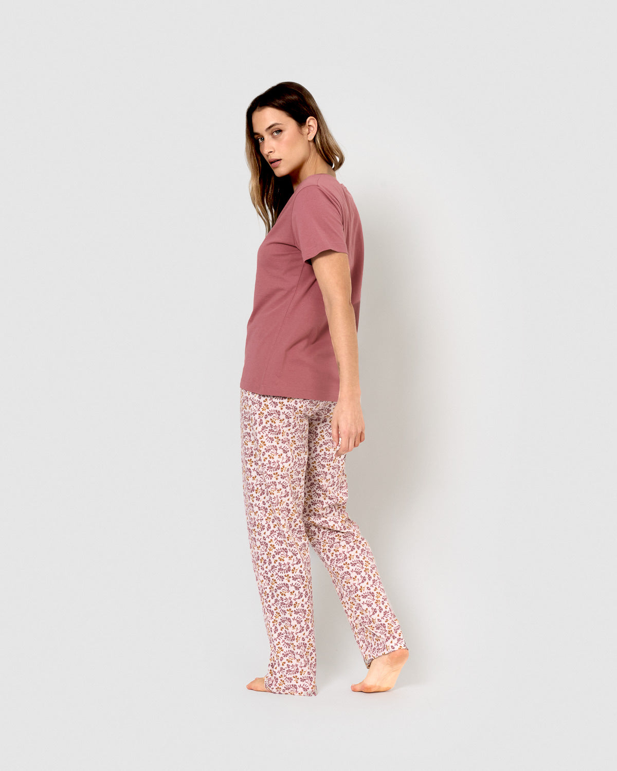 Pijama largo de algodón selvana rosa