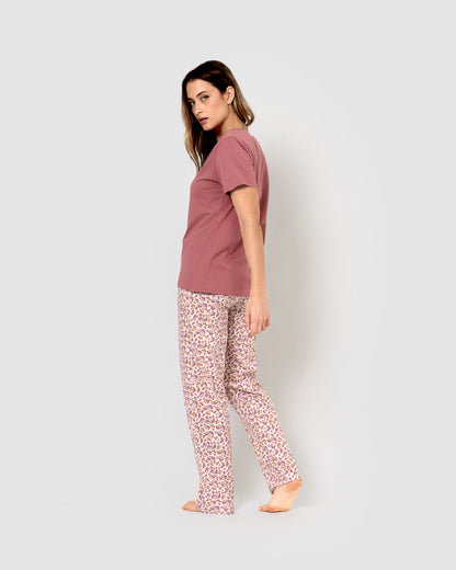 Pijama largo de algodón selvana rosa