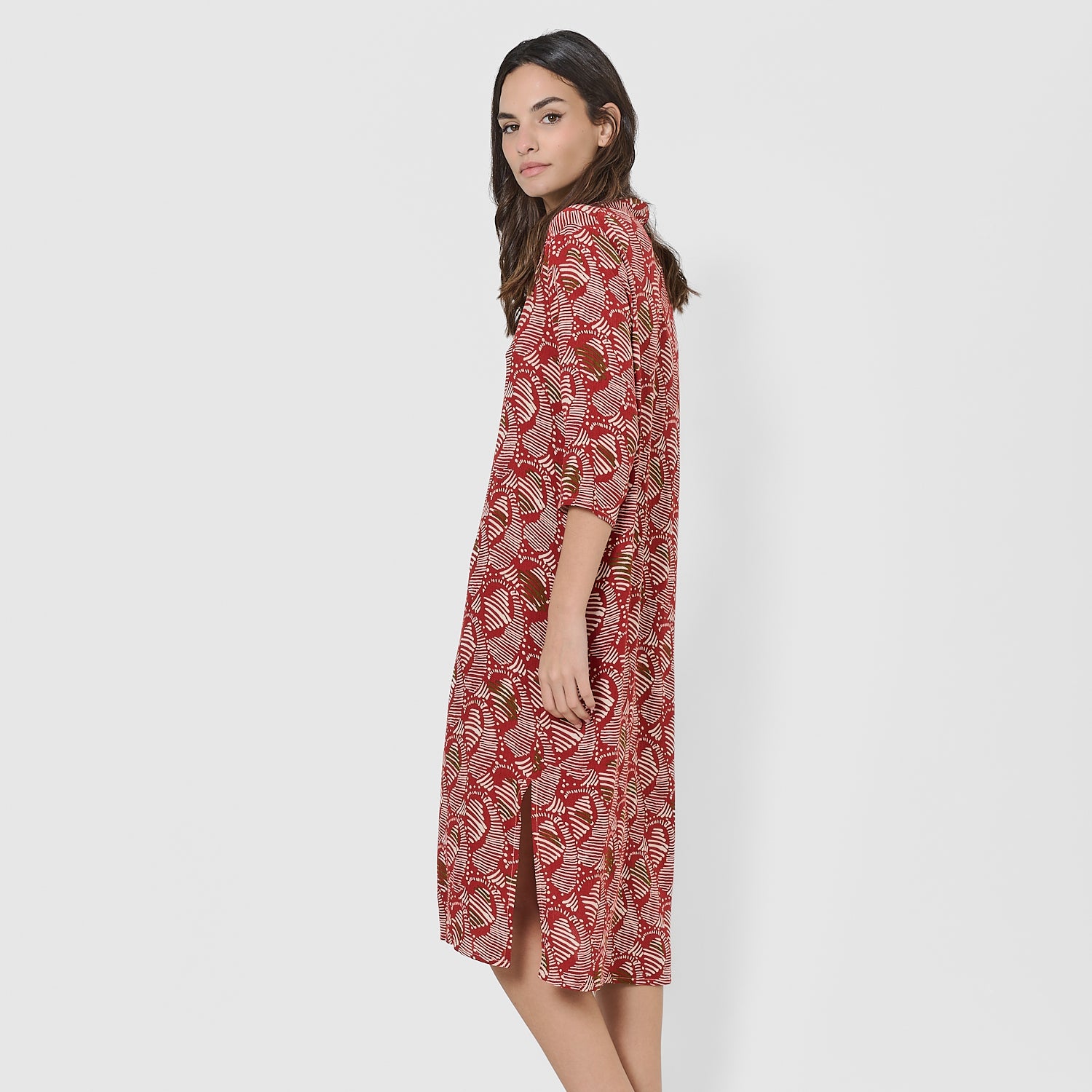 Vestido midi viscosa bambula zumaia teja