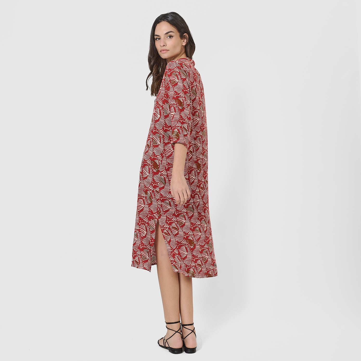 Vestido midi viscosa bambula zumaia teja