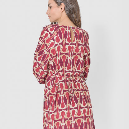 Vestido midi viscosa castelar burdeos