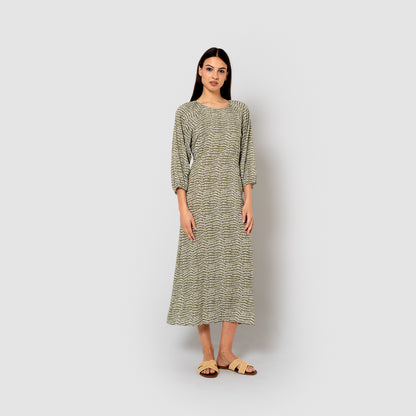 Vestido midi viscosa deriva verde