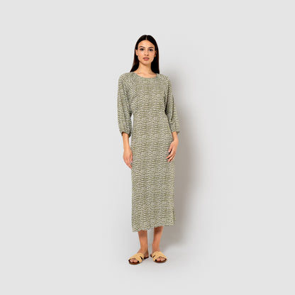 Vestido midi viscosa deriva verde