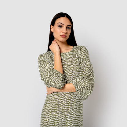 Vestido midi viscosa deriva verde