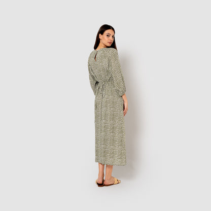 Vestido midi viscosa deriva verde