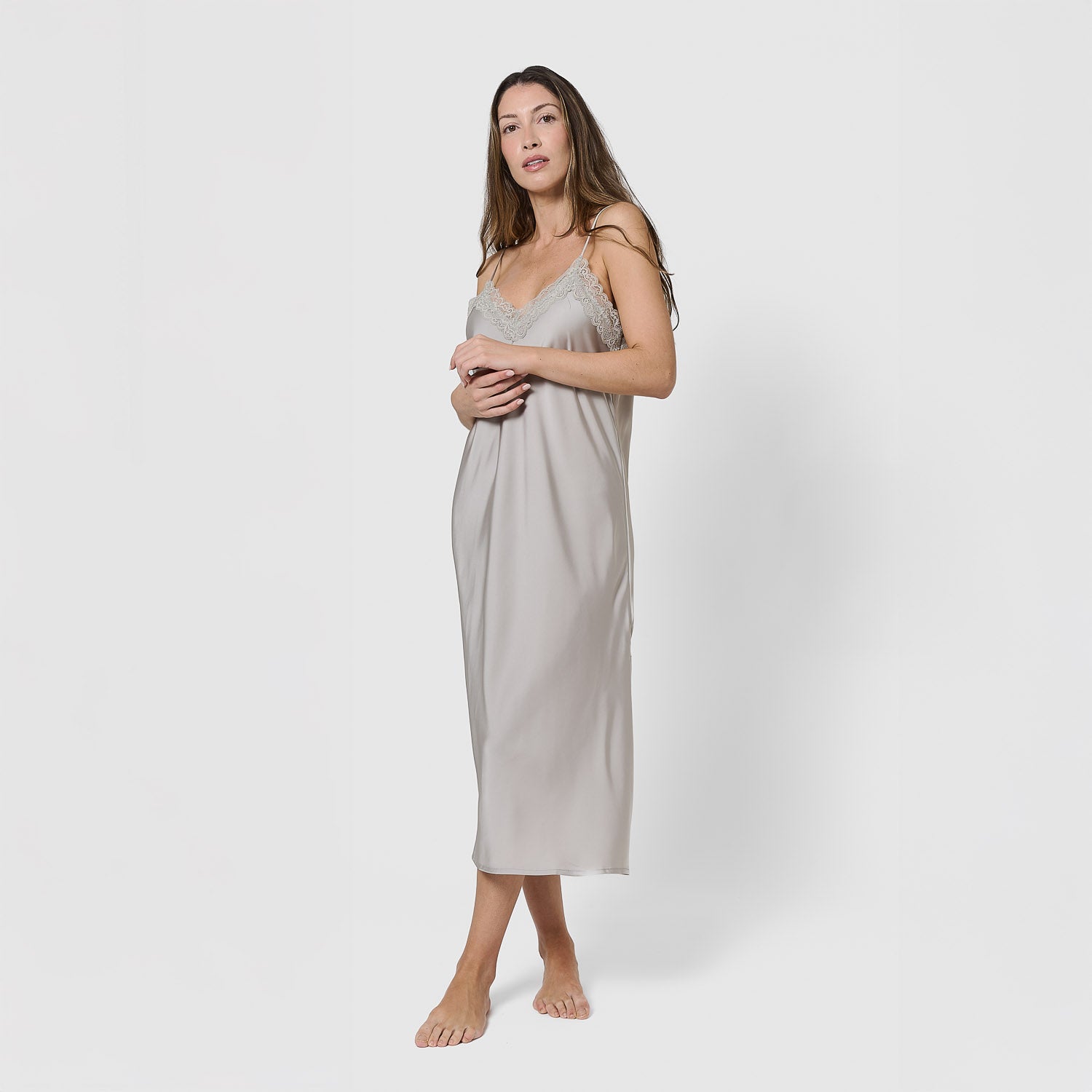 Camisón midi satén verde tiffany